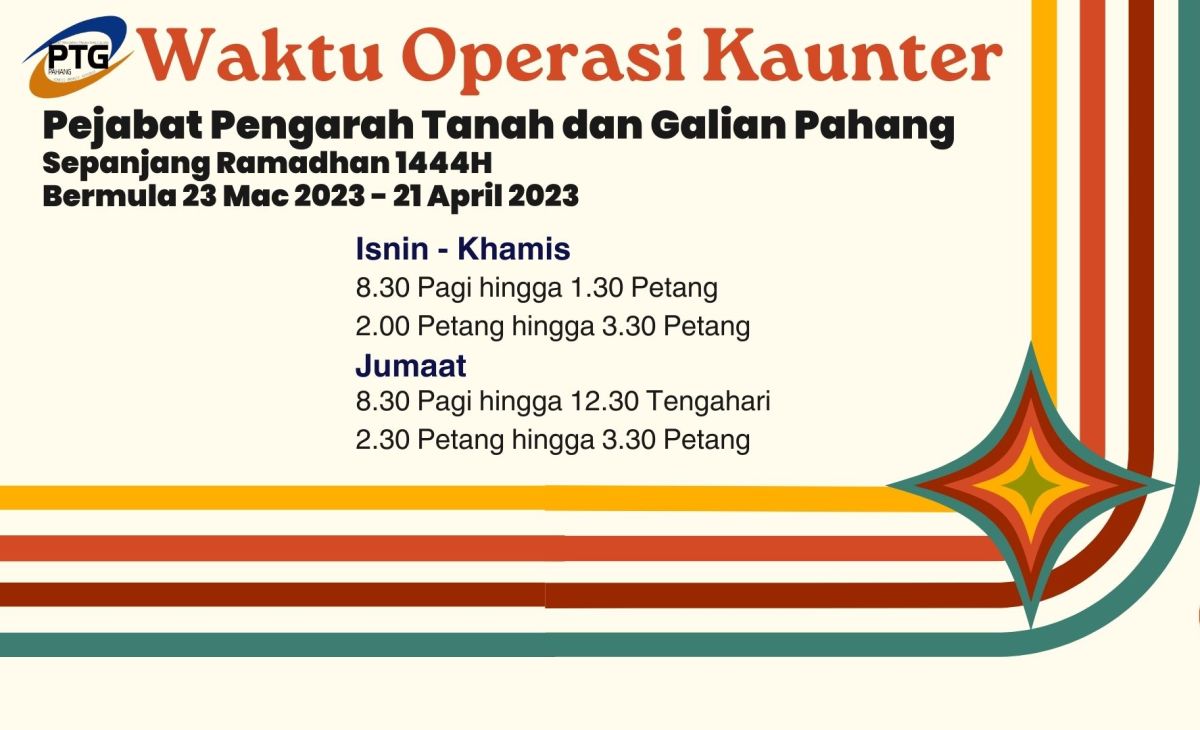 Waktu Operasi Kaunter Bulan Ramadhan